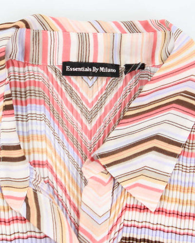 Vintage Y2k 00s Essentials By Milano Pleated Stripe Blouse - XL