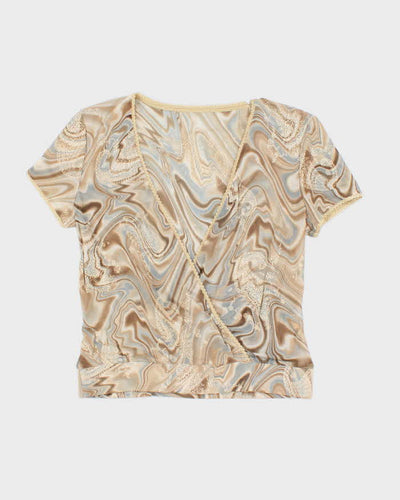 Vintage Y2k 00s Mesh Pattern Blouse - M