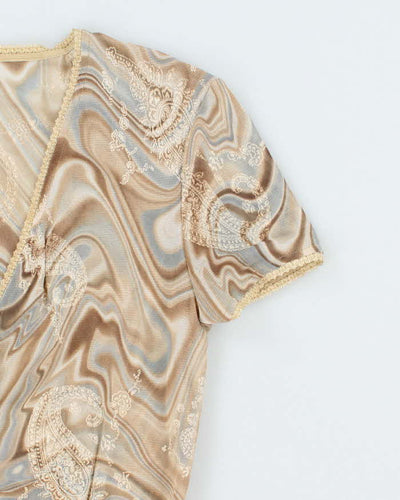 Vintage Y2k 00s Mesh Pattern Blouse - M