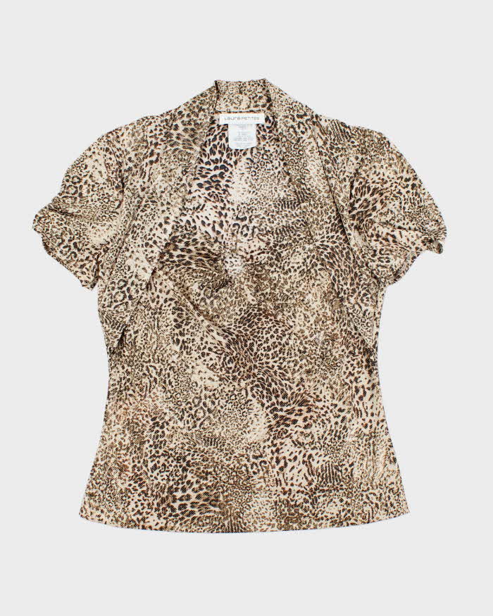 Vintage Y2k 00s Laura Leopard Print Sparkly Top - M