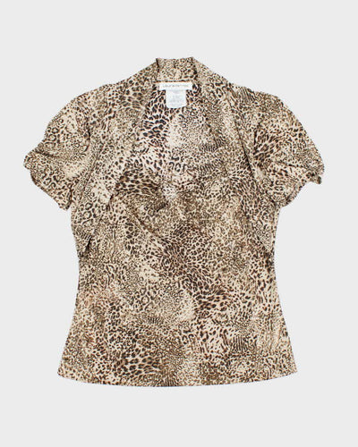 Vintage Y2k 00s Laura Leopard Print Sparkly Top - M