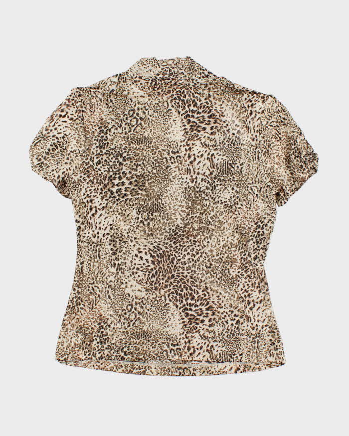 Vintage Y2k 00s Laura Leopard Print Sparkly Top - M