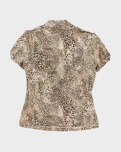 Vintage Y2k 00s Laura Leopard Print Sparkly Top - M