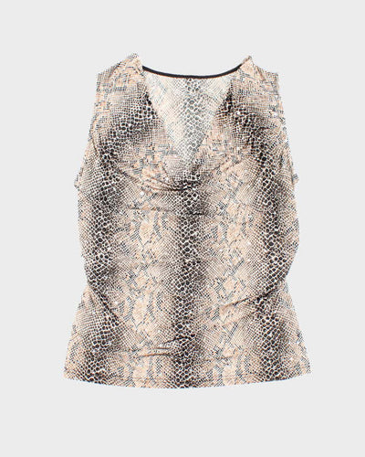 Vintage Y2k 00s Cowl Neck Animal Print Top - M