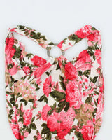 Vintage Y2k 00s Floral Cowl Neck O Ring Top - XS