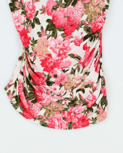 Vintage Y2k 00s Floral Cowl Neck O Ring Top - XS