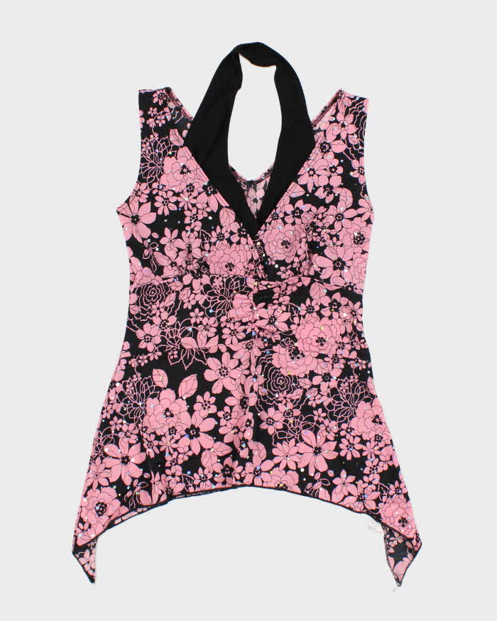 Vintage Y2k 00s Mariposa Floral Sequin Halter Cami Top - S