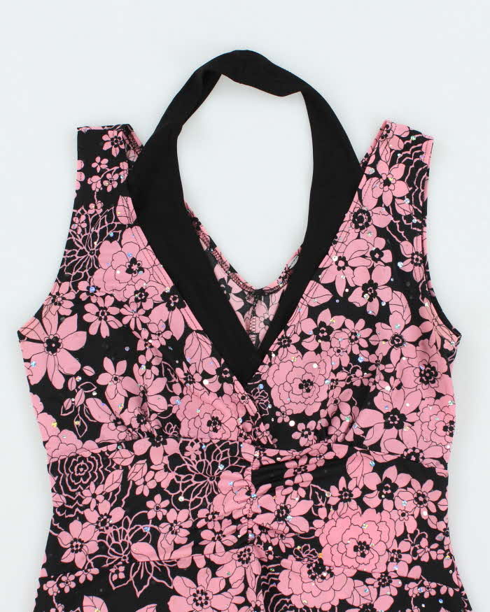 Vintage Y2k 00s Mariposa Floral Sequin Halter Cami Top - S