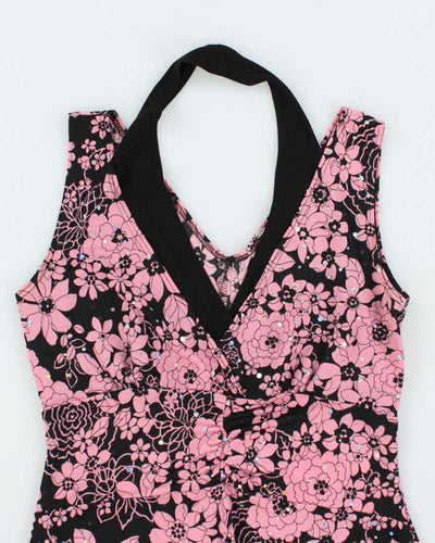 Vintage Y2k 00s Mariposa Floral Sequin Halter Cami Top - S