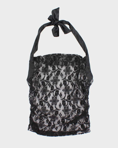 Vintage Y2k 00s Charlotte Russe Lace Halter-Neck Top - S