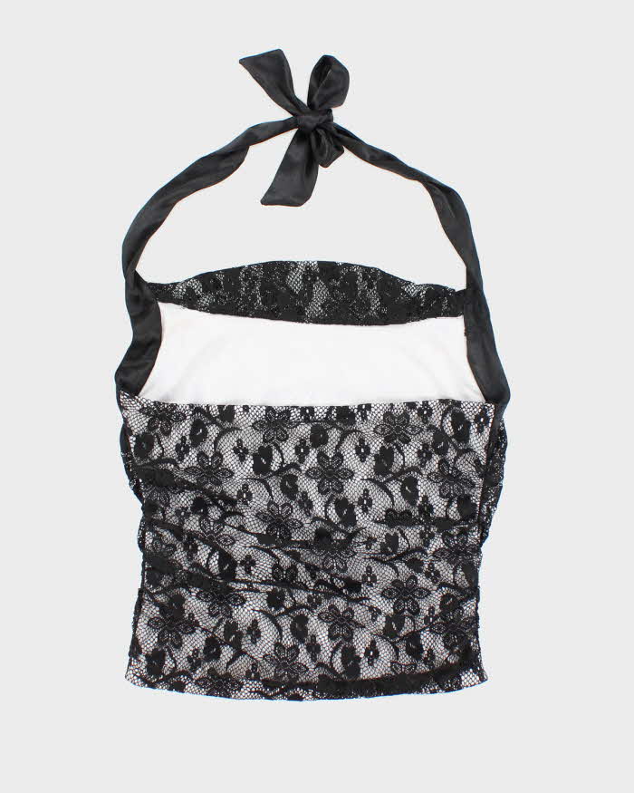Vintage Y2k 00s Charlotte Russe Lace Halter-Neck Top - S