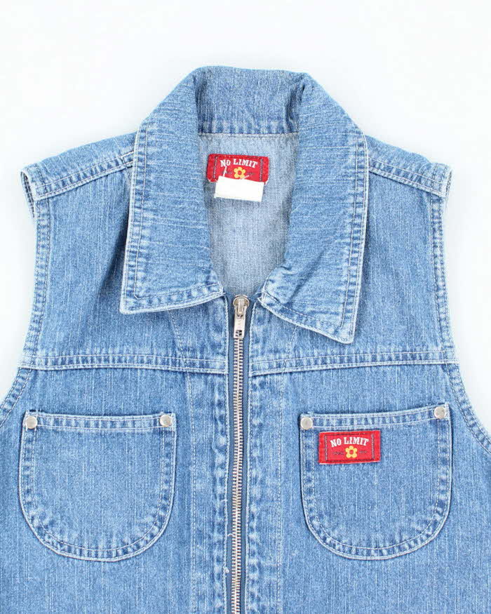 Vintage 90s No Limit Denim Zip-Up Top - M