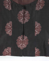 Vintage High Neck Zip-Up Pattern Blouse - M