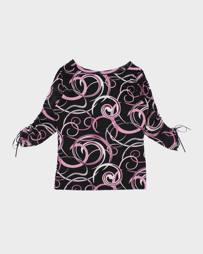 Vintage Y2k 00s Laura Mesh Swirl Pattern Top - S