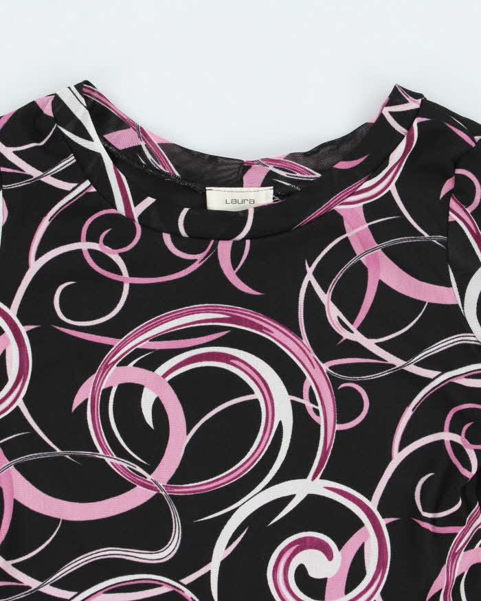 Vintage Y2k 00s Laura Mesh Swirl Pattern Top - S