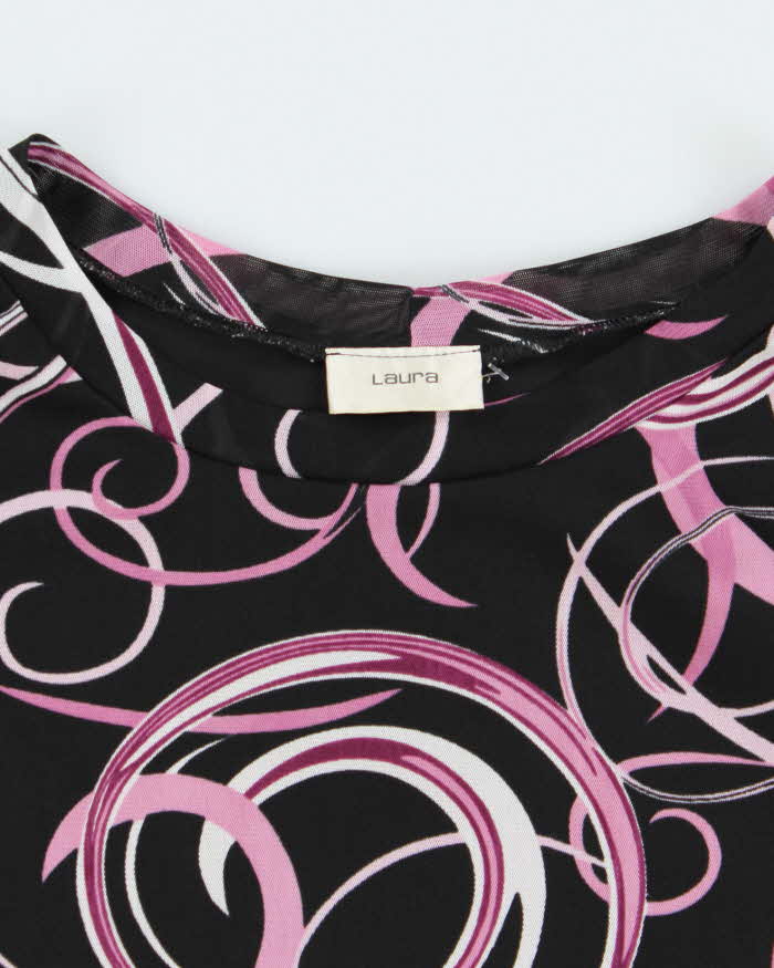 Vintage Y2k 00s Laura Mesh Swirl Pattern Top - S