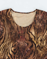 Vintage Y2k 00s Animal Print Double Mesh Ruched Top - L