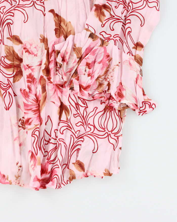 Vintage 90s Fairweather Studio Floral Mesh Crinkle Blouse - S