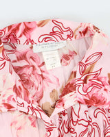 Vintage 90s Fairweather Studio Floral Mesh Crinkle Blouse - S