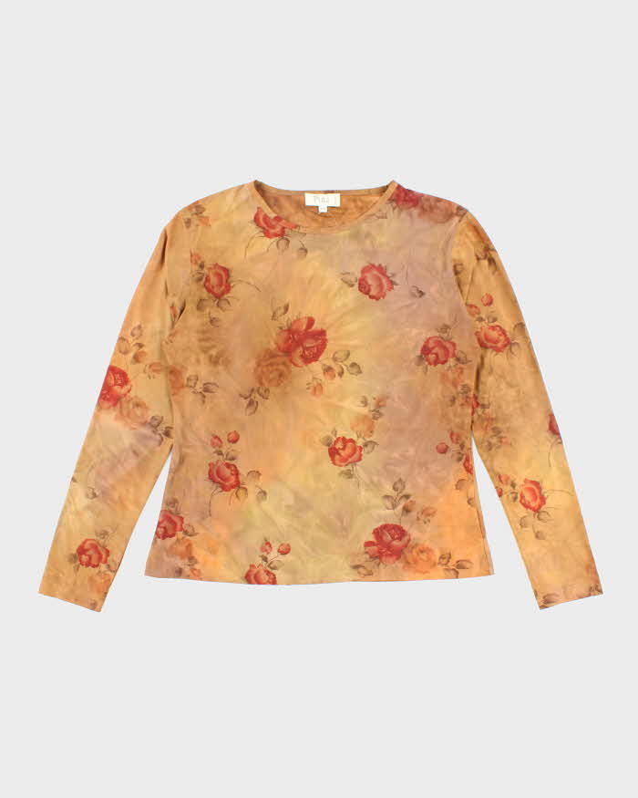 Vintage 90s Puli Long Sleeve Slinky Floral Top - M