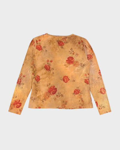 Vintage 90s Puli Long Sleeve Slinky Floral Top - M