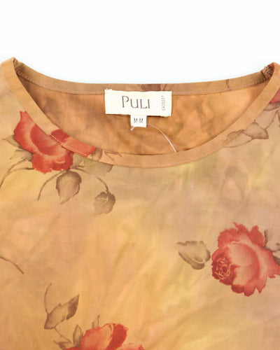 Vintage 90s Puli Long Sleeve Slinky Floral Top - M