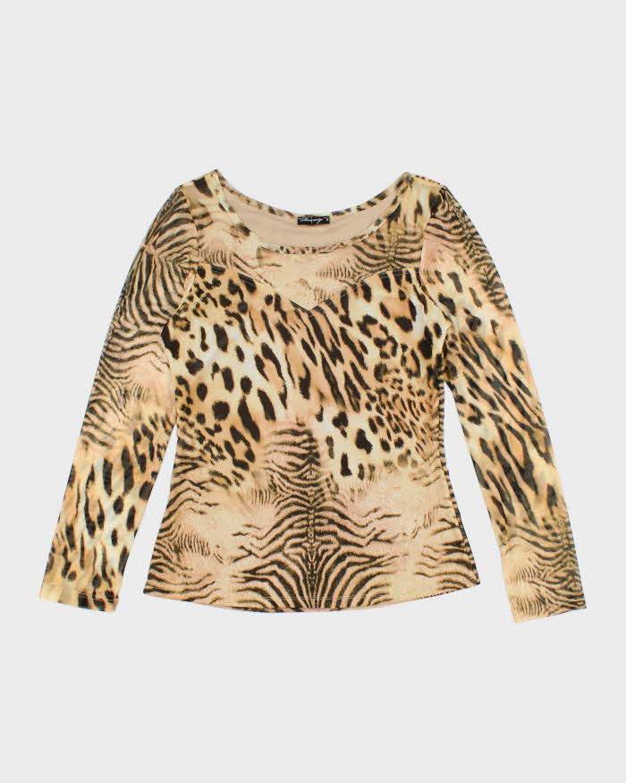 Vintage Y2k 00s Mesmerize Animal Print Mesh Top - M