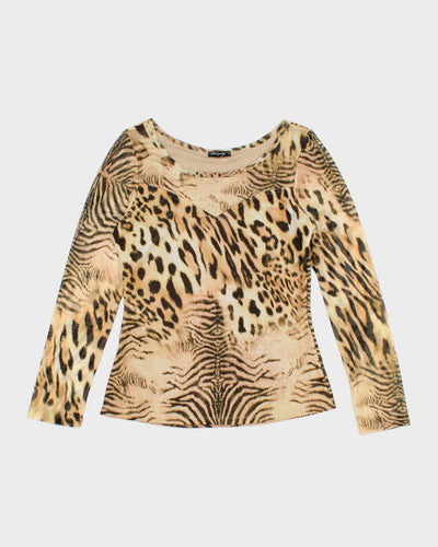 Vintage Y2k 00s Mesmerize Animal Print Mesh Top - M
