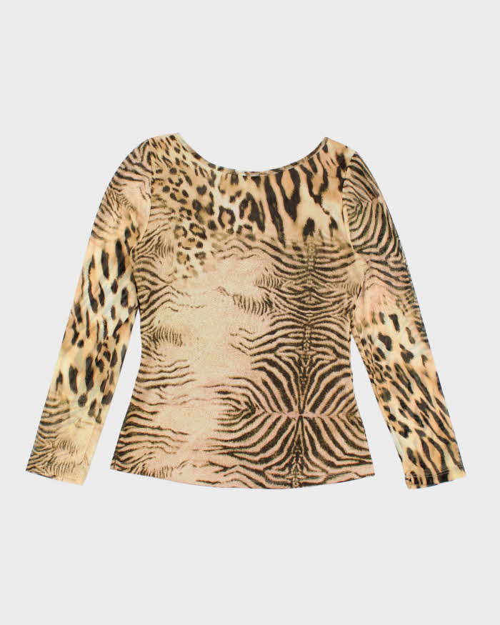 Vintage Y2k 00s Mesmerize Animal Print Mesh Top - M