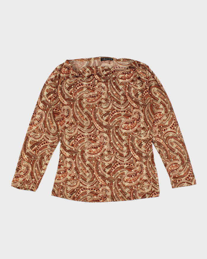 Vintage 90s Fairweather Cowl Neck Mesh Top - S