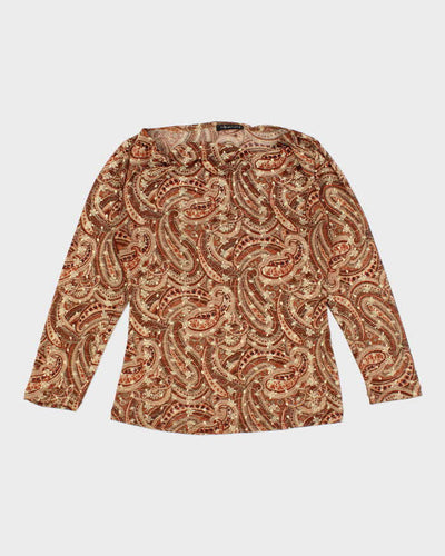 Vintage 90s Fairweather Cowl Neck Mesh Top - S