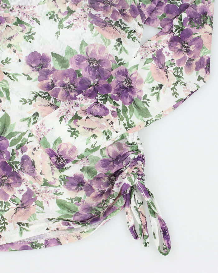 Vintage Y2k 00s Suzy Shier Floral Mesh Ruched Top - M