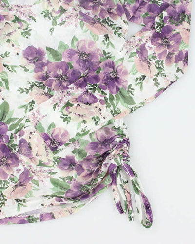 Vintage Y2k 00s Suzy Shier Floral Mesh Ruched Top - M
