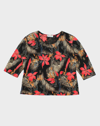 Vintage 90s Brochure Floral Sparkly Top - XL