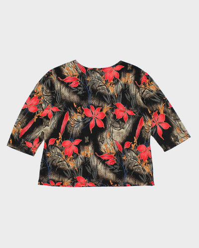 Vintage 90s Brochure Floral Sparkly Top - XL