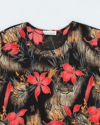 Vintage 90s Brochure Floral Sparkly Top - XL