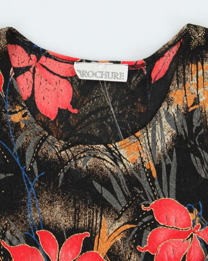 Vintage 90s Brochure Floral Sparkly Top - XL