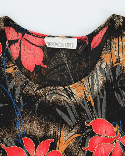 Vintage 90s Brochure Floral Sparkly Top - XL