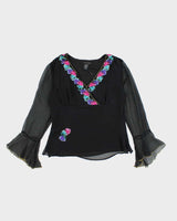 Vintage Silkland Sequin Beaded Silk Top - S