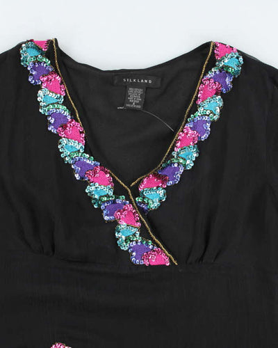 Vintage Silkland Sequin Beaded Silk Top - S
