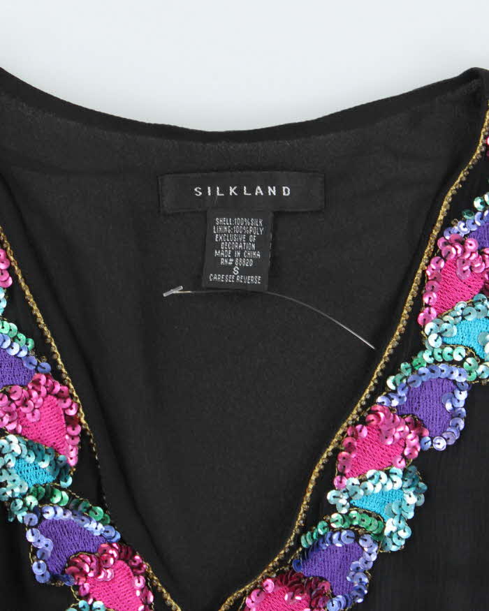 Vintage Silkland Sequin Beaded Silk Top - S