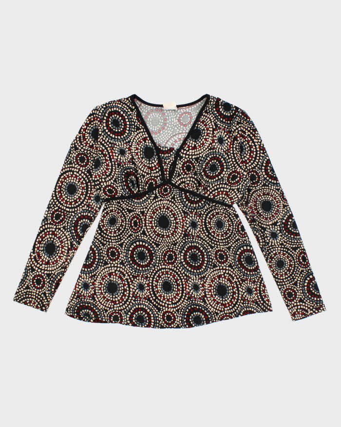 Vintage Y2k 00s Pattern Long Sleeve Top - M