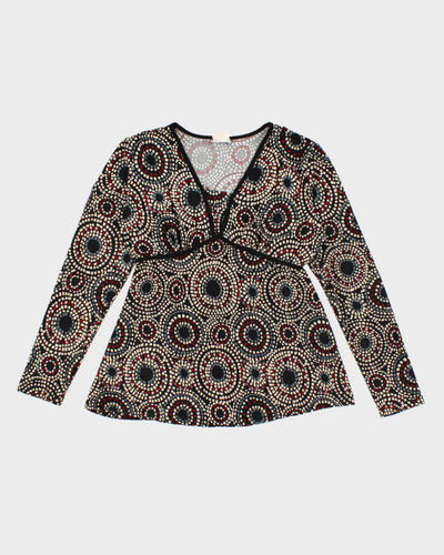 Vintage Y2k 00s Pattern Long Sleeve Top - M