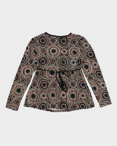 Vintage Y2k 00s Pattern Long Sleeve Top - M