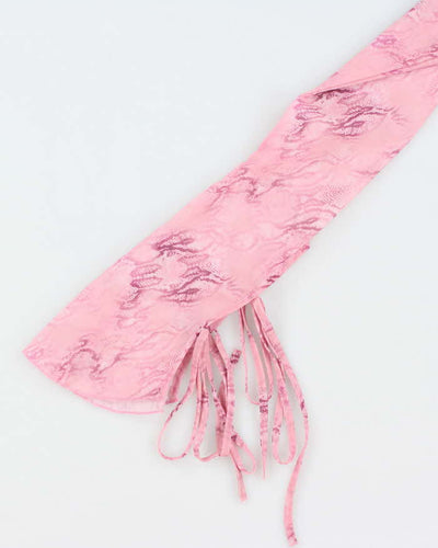 Vintage Y2k 00s Animal Print Mesh Tie -Up Top - M