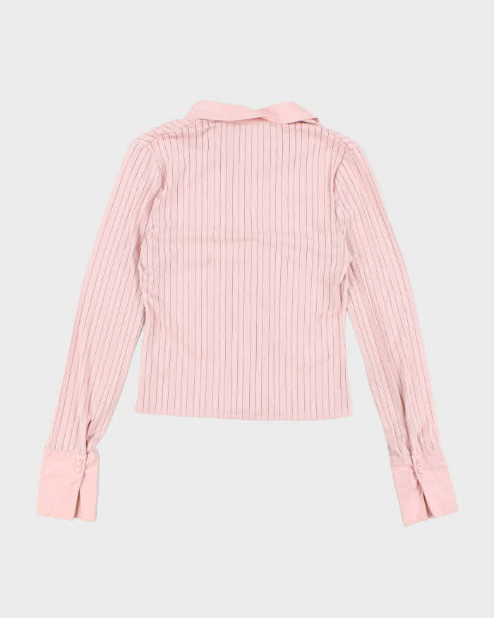 Vintage 90s Suzy Pink Mesh Panel Blouse - M