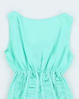 Vintage 00s Blue Linen Ruched Sleeveless Top - M