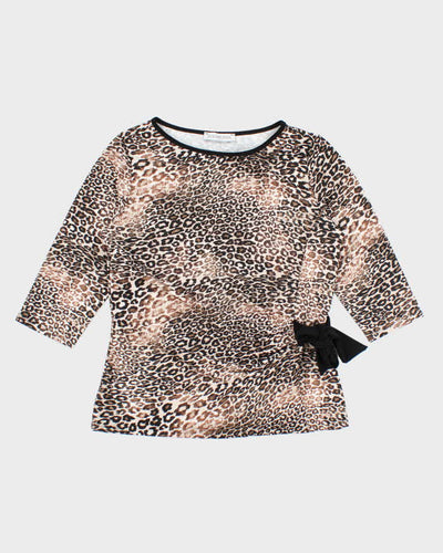 Vintage Y2k 00s Hamilton Leopard Print Bow Top - L