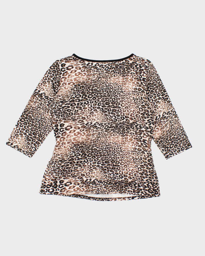 Vintage Y2k 00s Hamilton Leopard Print Bow Top - L