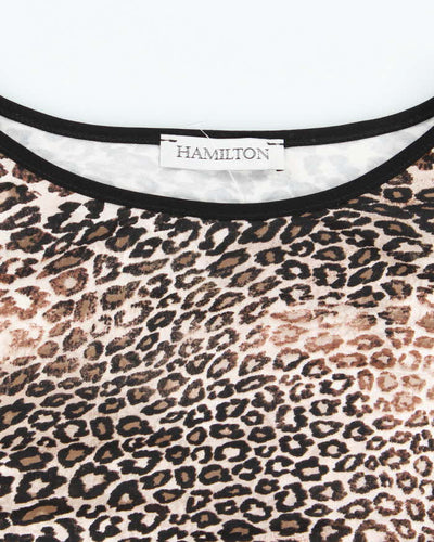 Vintage Y2k 00s Hamilton Leopard Print Bow Top - L